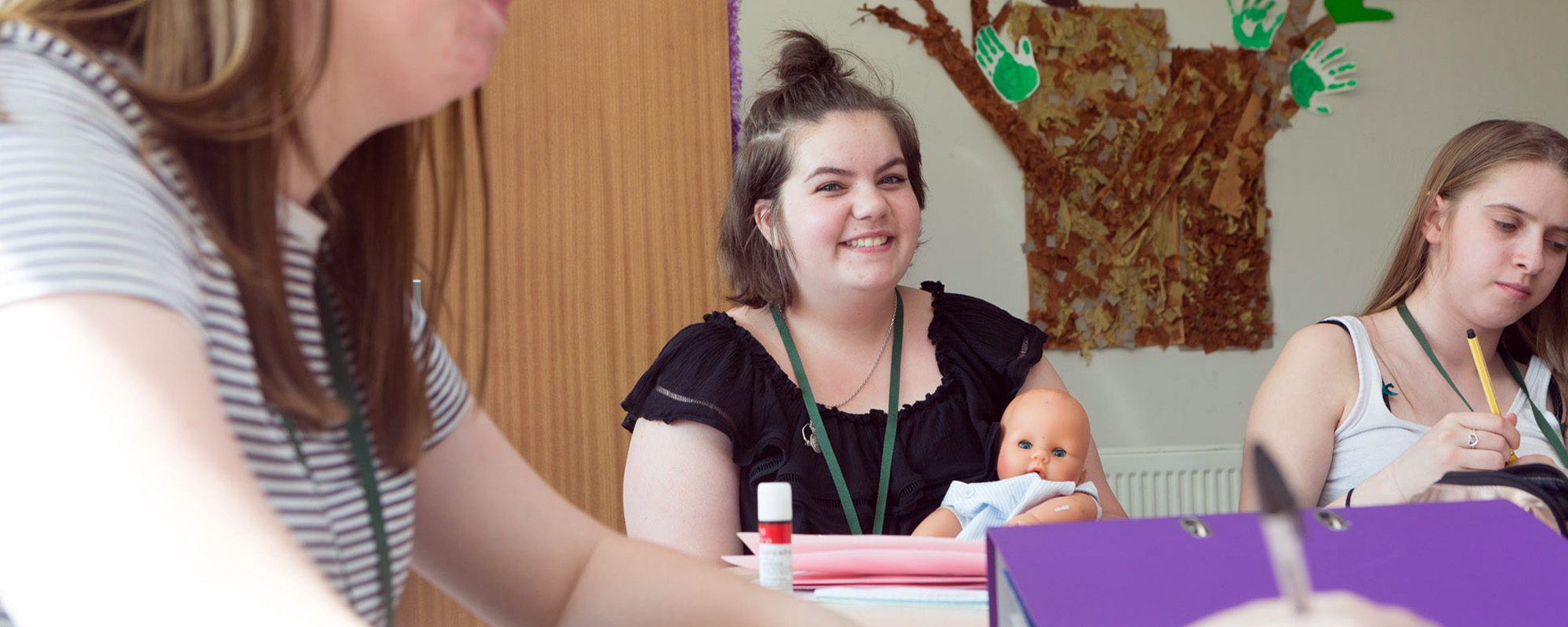 Childcare student in the classroom