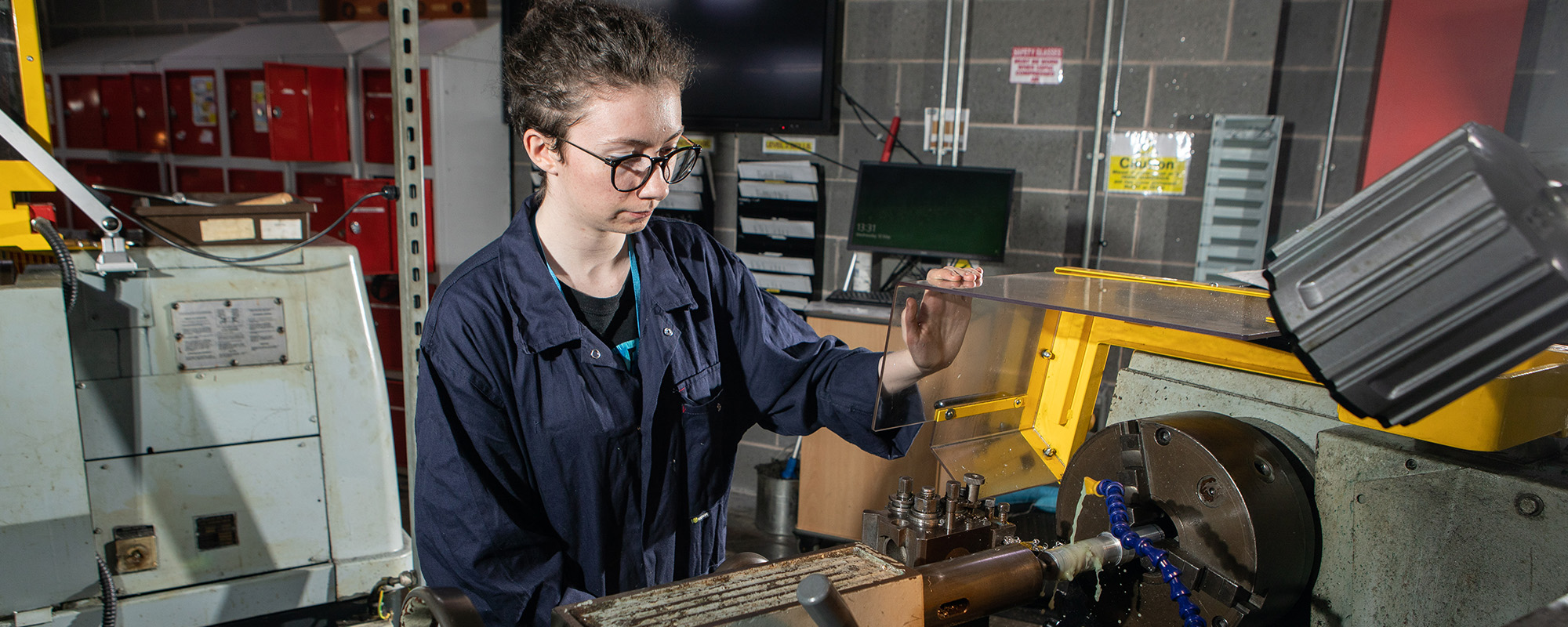 Engineering Student in the engineering workshop