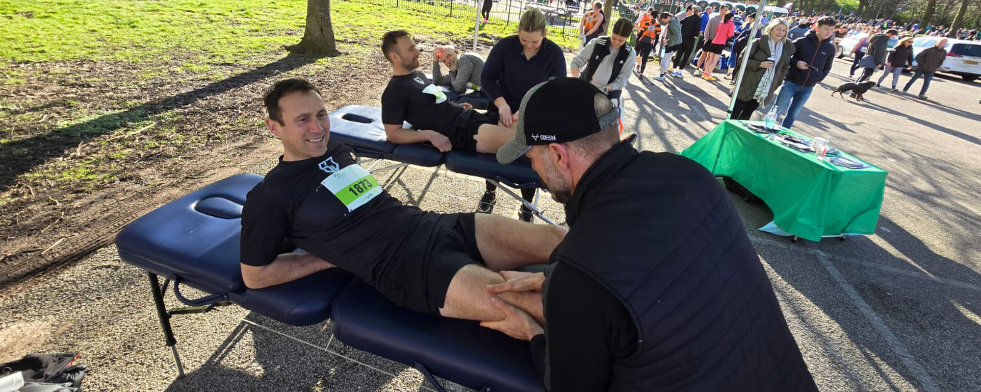 Students giving sports massages at the Wakefield 10K race