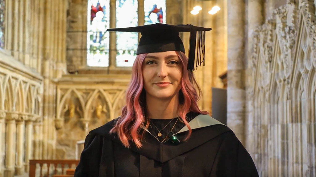 Student Hannah at graduation ceremony