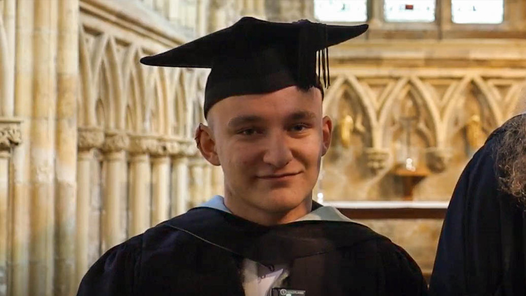 Student Jared at his Graduation ceremony