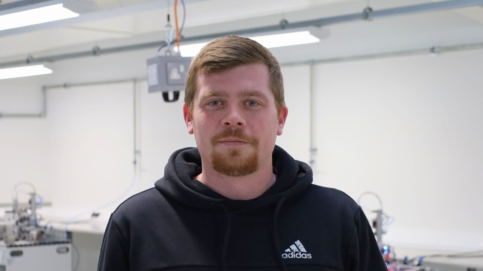 Simon in Selby College's Engineering facilities 