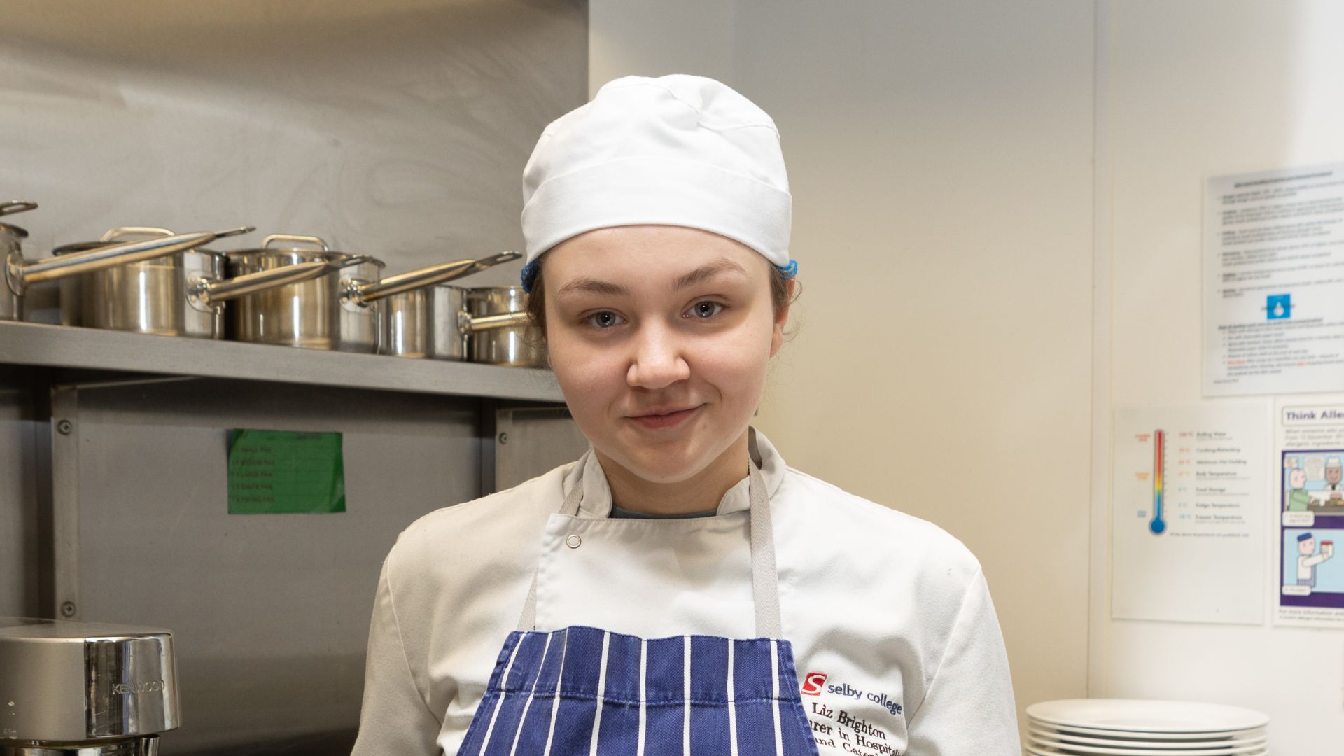 Maya in the kitchen at Selby College