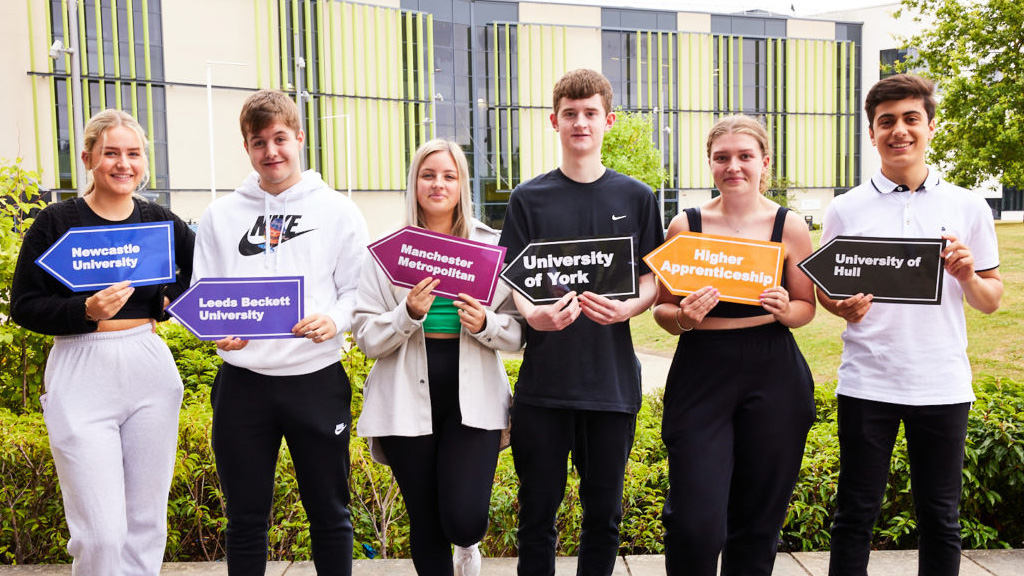 Students collecting their A Level results