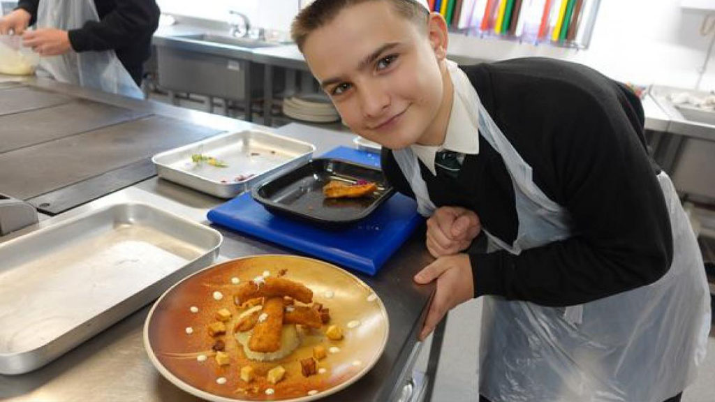 Rodillian Academy student with his dish