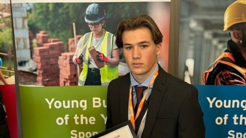 Alfie Parratt with his award at the Youthbuild UK’s Young Builder of the Year Awards 2024