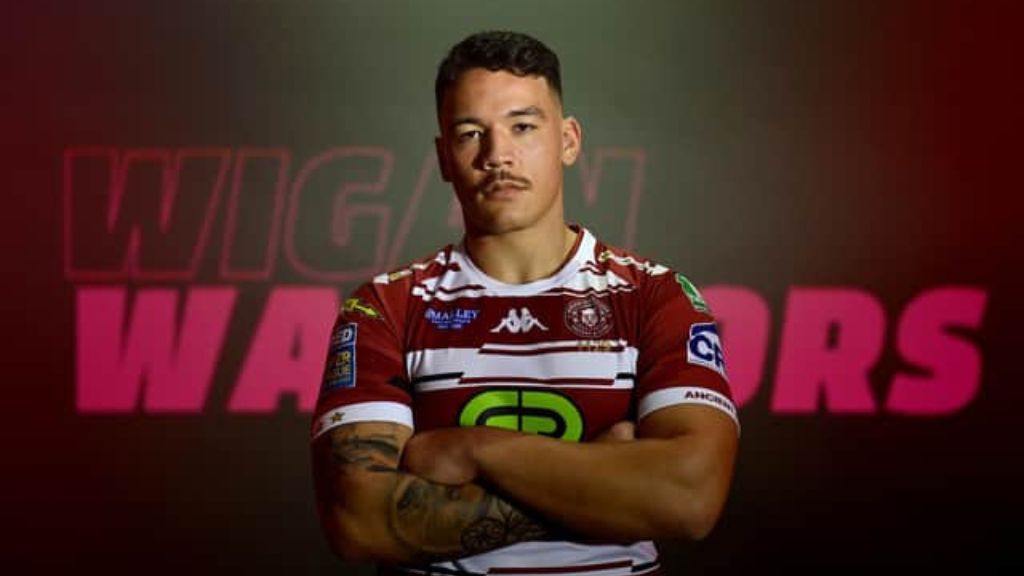 Tyler in his Wigan Warriors kit