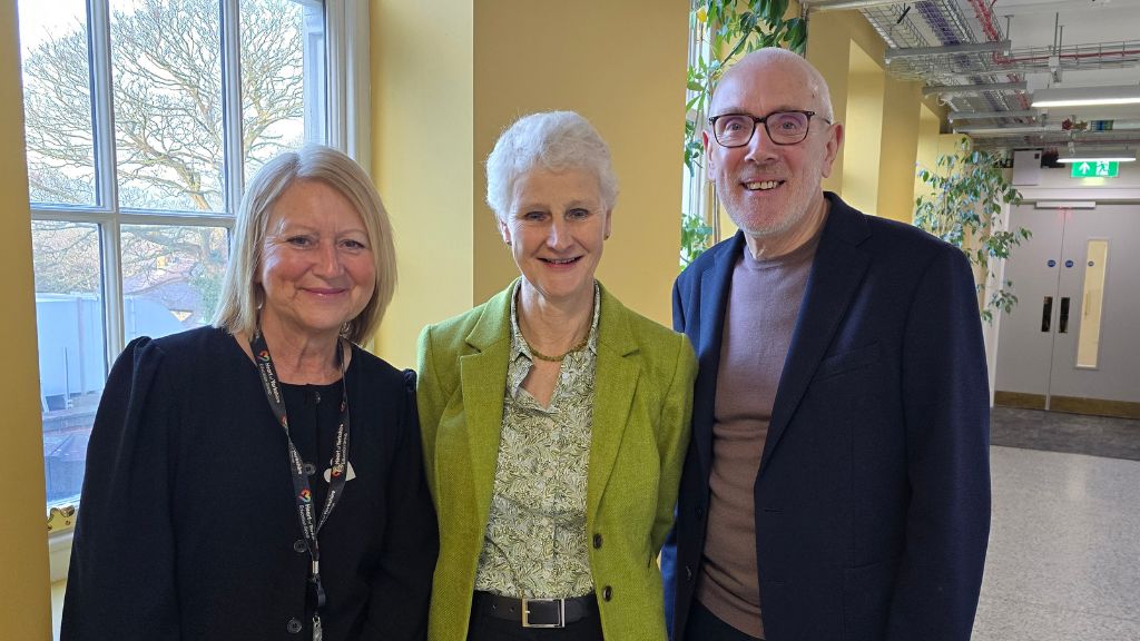 Sam Wright, Principal and Chief Executive Officer (left), Shelagh Legrave, FE Commissioner (middle) and Andrew McConnell OBE (right), Chair of Governors