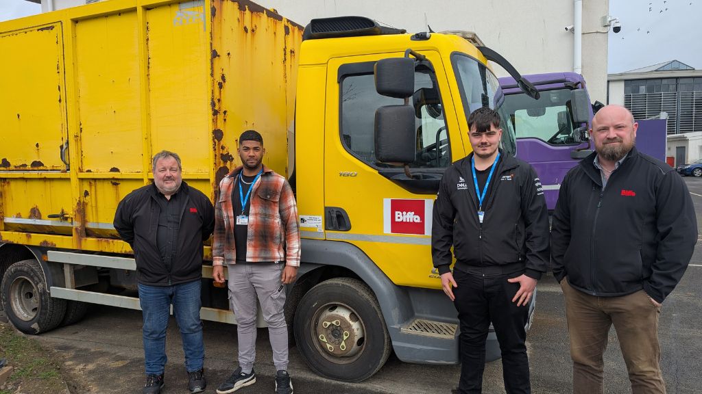 Chris Williams (left) with apprentices Nathan and Bailey and Richard Hoyland (right)