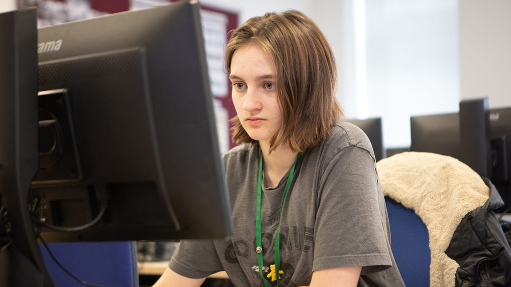 Student working at computer