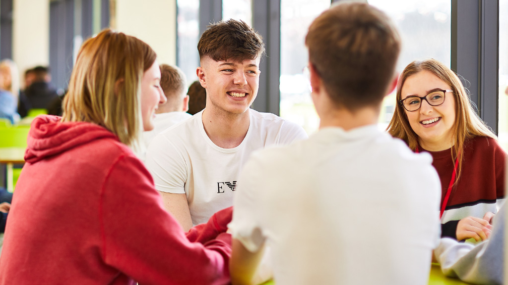 Several Selby College students hanging out together