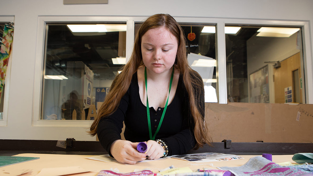 Art student working in the studio