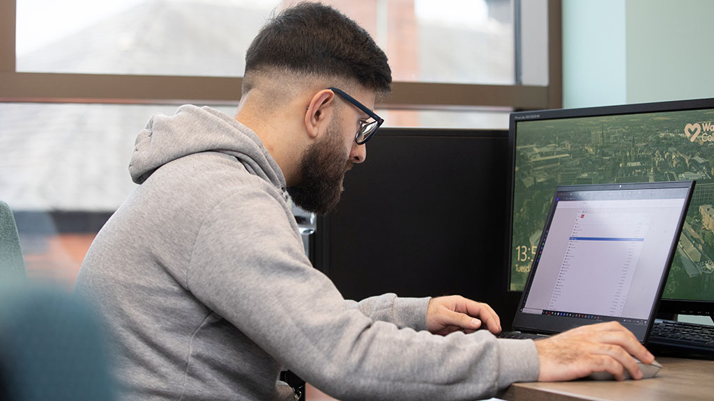 Student using a laptop 