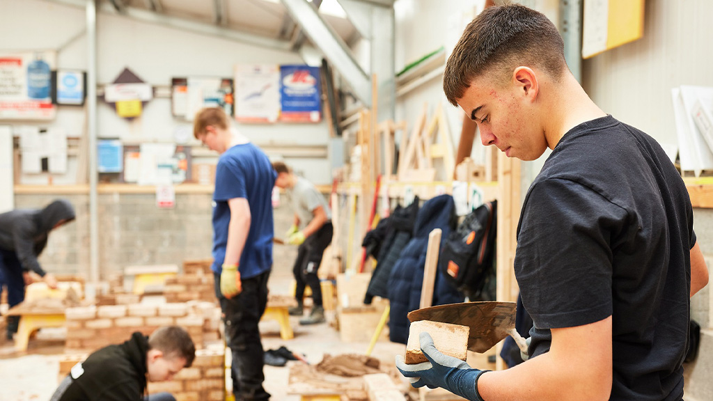 Students in the brick workshop