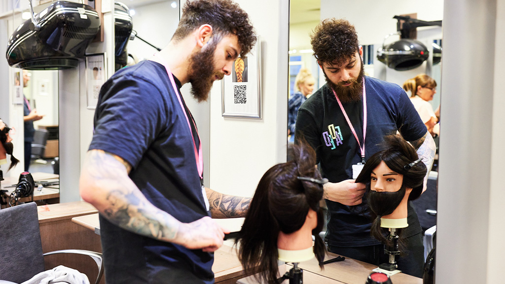 Student practising barbering skills