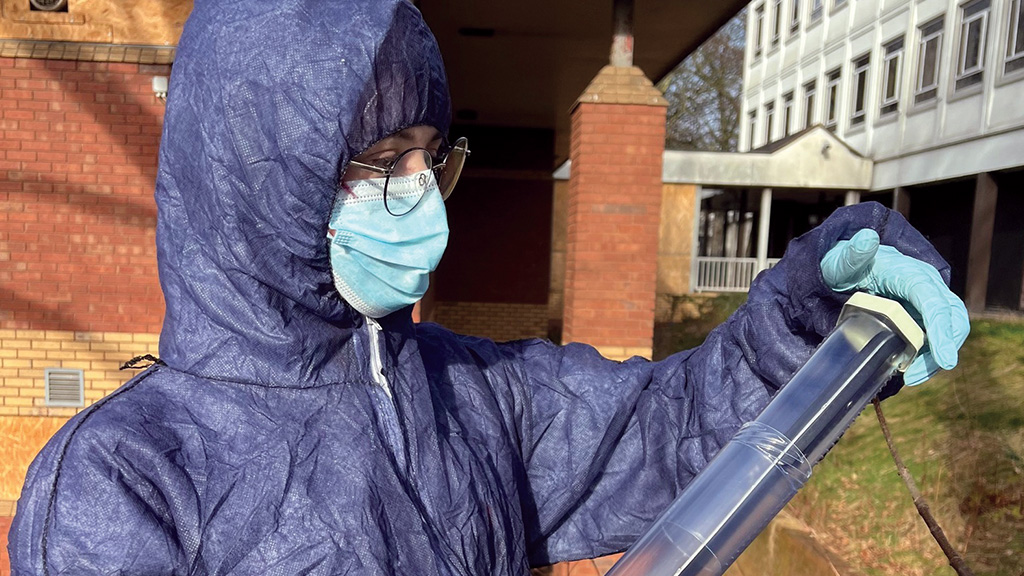 Public services student in forensic attire